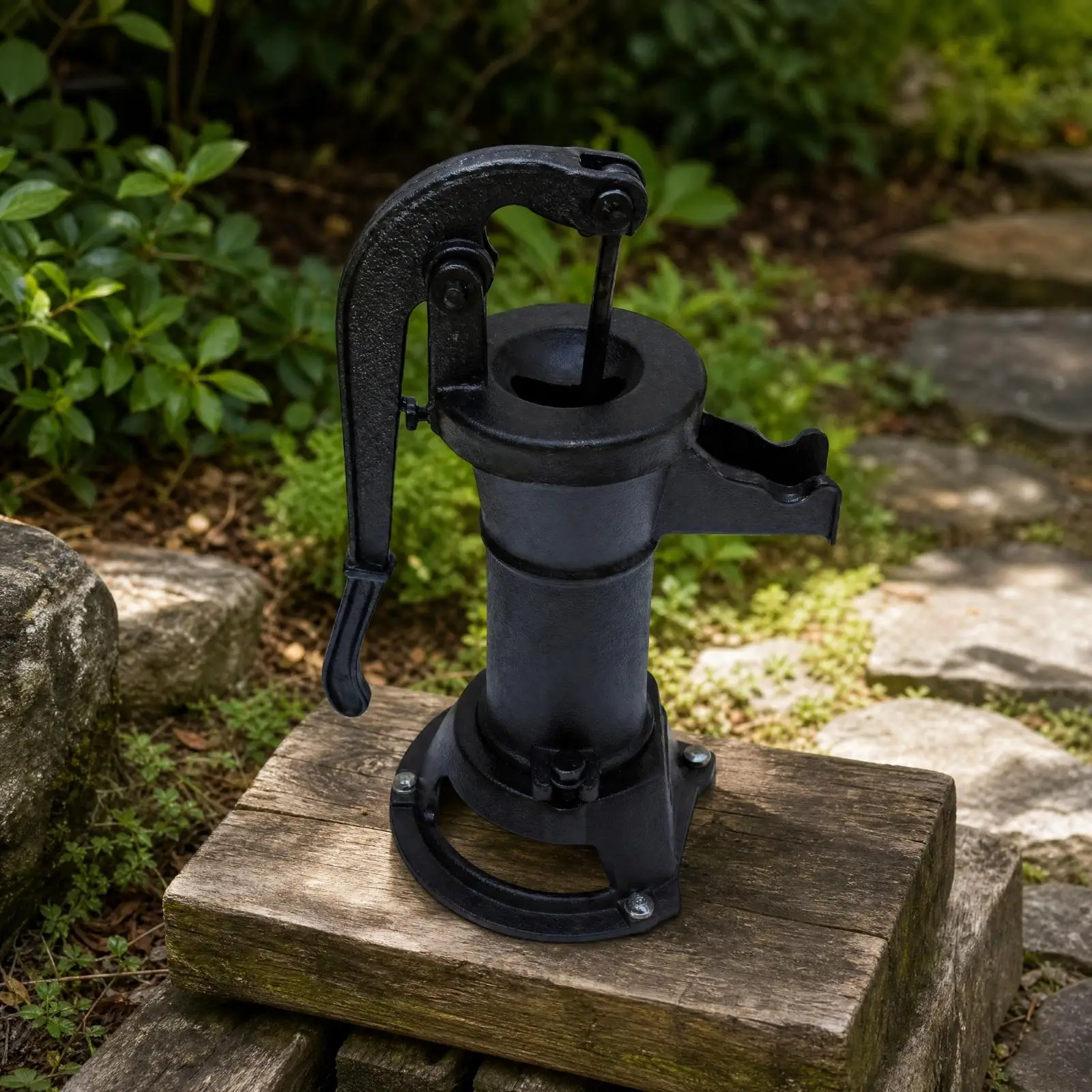 Manual Water Pump Waterer Cast Iron Hand Lever for Rain Barrel Garden Irrigation Outdoor Off Grid Pump