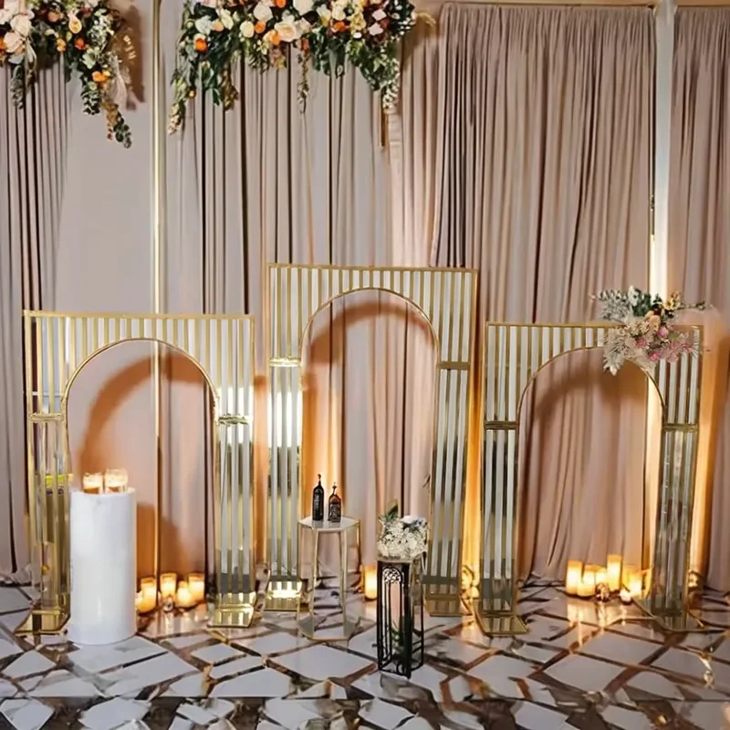 Silver Gold Stainless Steel Wedding Arch Metal Frame Backdrop Stand for Wedding Event Furniture Decoration