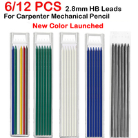 6/12 PCS For Woodworking Mechanical Pencil 2.8 mm Solid Carpenter Pencil Refills LeadsStationery School Office Supplies