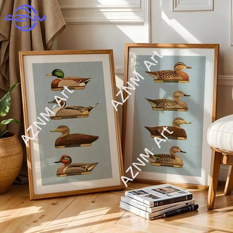 1/2Pcs Retro Duck Prints Outdoors Art Duck Decoy Posters Outdoorsy Wall Prints Home Office Decor Nature Wall Art Hunting Gift