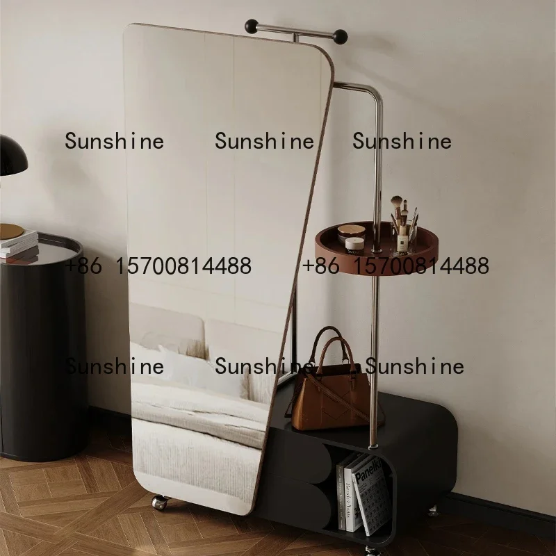Italian removable coat rack dressing full body mirror locker integrated stainless steel light luxury high-end hangerT