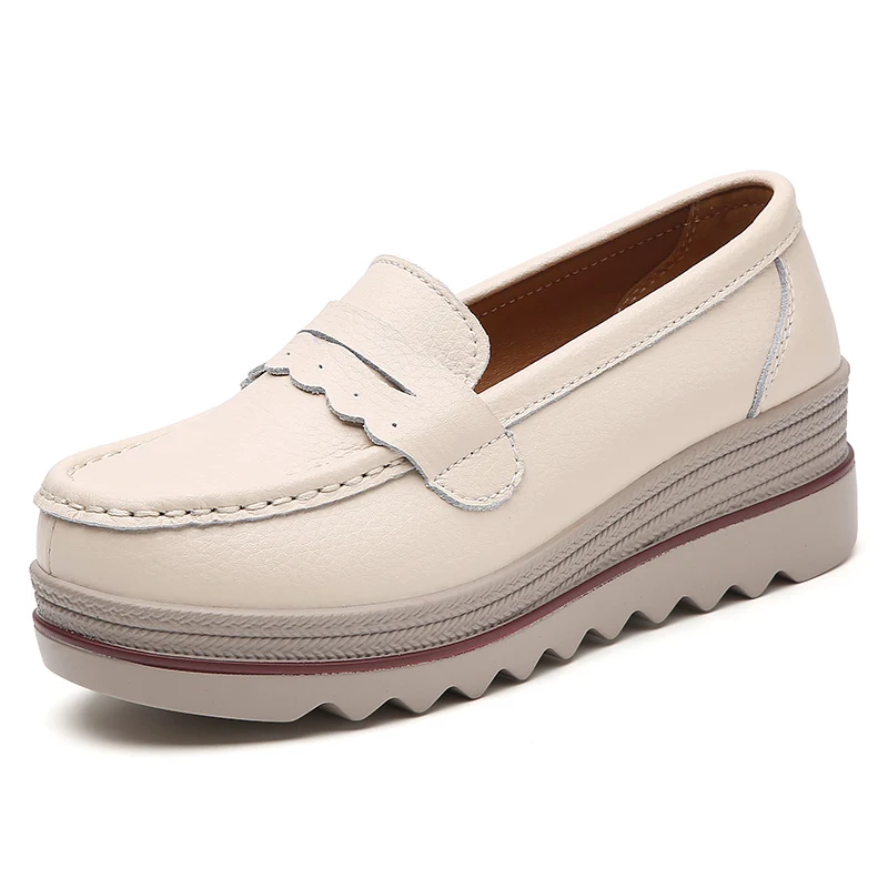 

2026 Women's Loafers Spring Autumn Mother Shoe Big Size 35-42 New Genuine Leather Shoes Woman Slip on Women Flats Moccasins