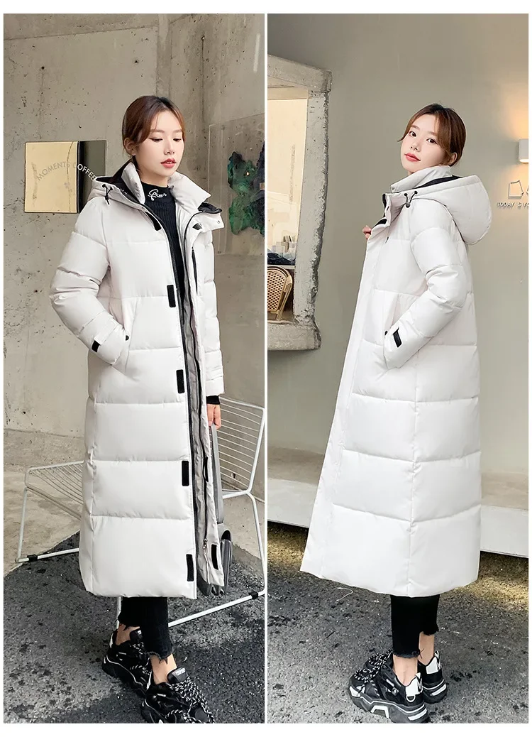 Women Parkas Coats Hooded Jackets Solid Pocket Zipper Long Sleeves Thick Slim Fit Wide Waist Elegant Casual  Autumn Winter