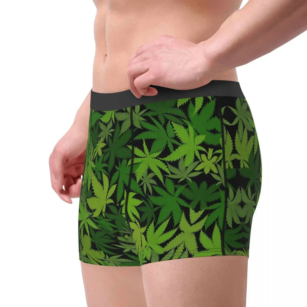 Weed Leaf Camo Camouflage Army Underpants Homme Panties Men\'s Underwear Ventilate Shorts Boxer Briefs