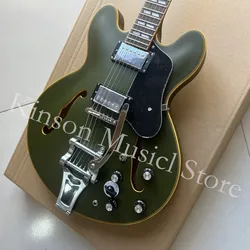 Dark Green Jazz Electric Guitar,Tremolos System Bridge,in stock