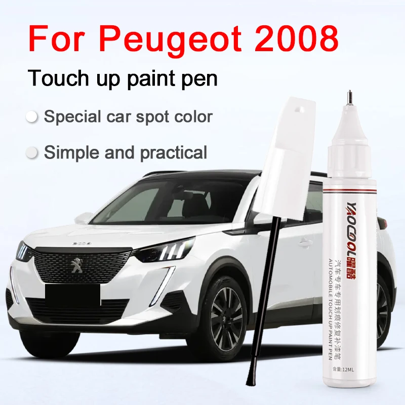 

For Peugeot 2008 2013-2025 P21 P54 Car Touch Up Paint Scratch Removal Repair Paint Car Paint Protection Clear Coat Pen White KWD