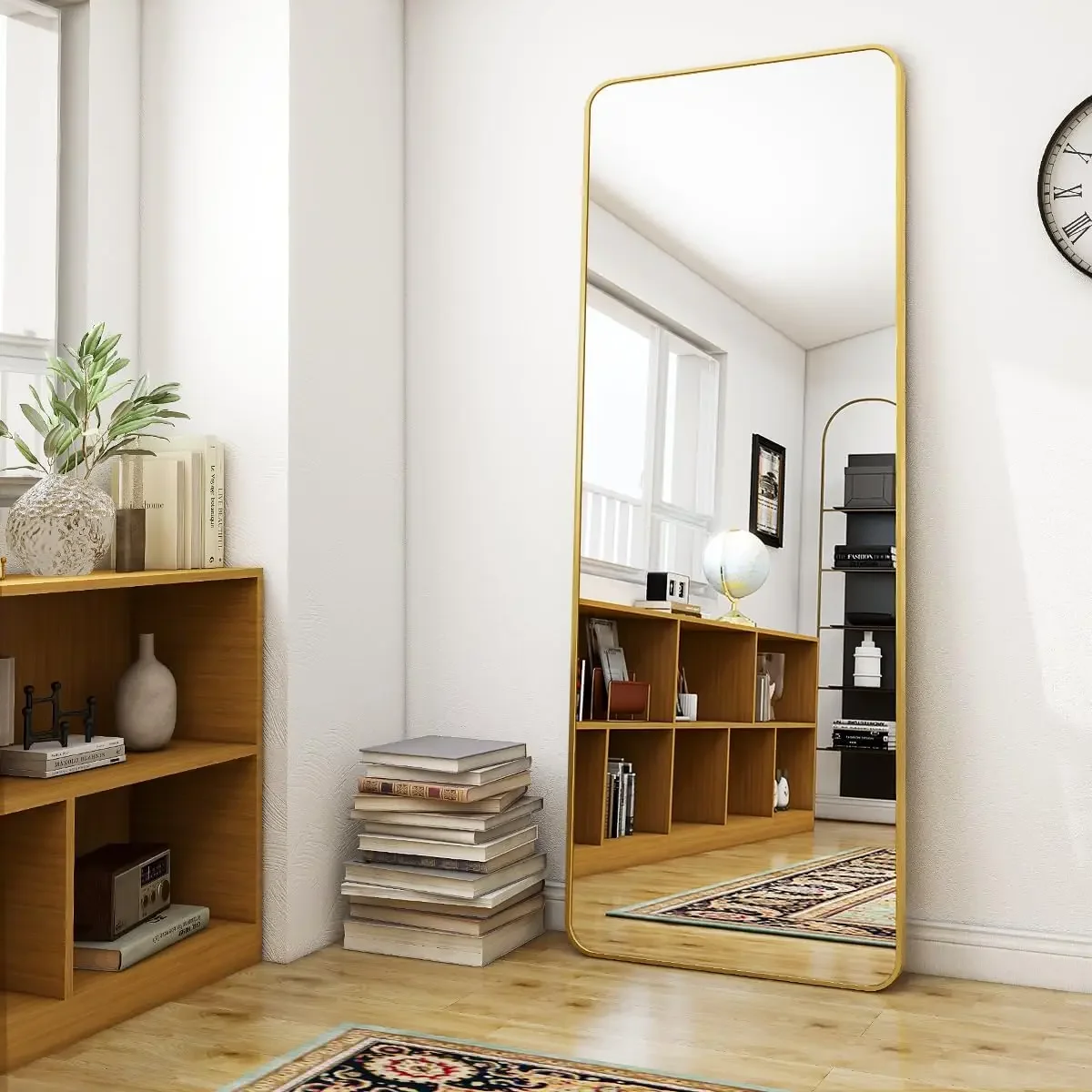 

BEAUTYPEAK Full Length Mirror 21x64 Standing Mirror, Large Rectangle Rounded Corner Floor Mirror, Rounded Corners with Aluminum