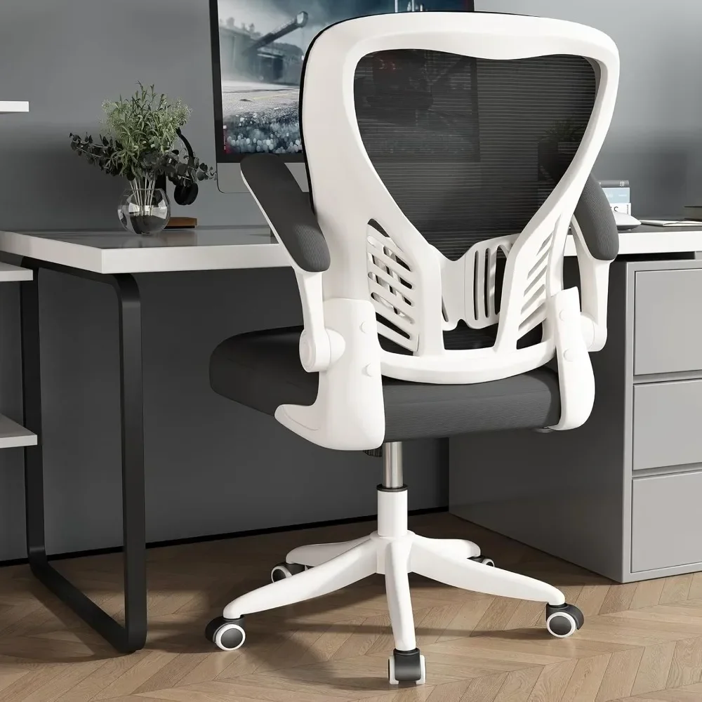 

Computer Desk Chair, Mesh Office Chair with Wheels, Ergonomic Desk Chair Comfy Wide Seat and Flip-Up Arms