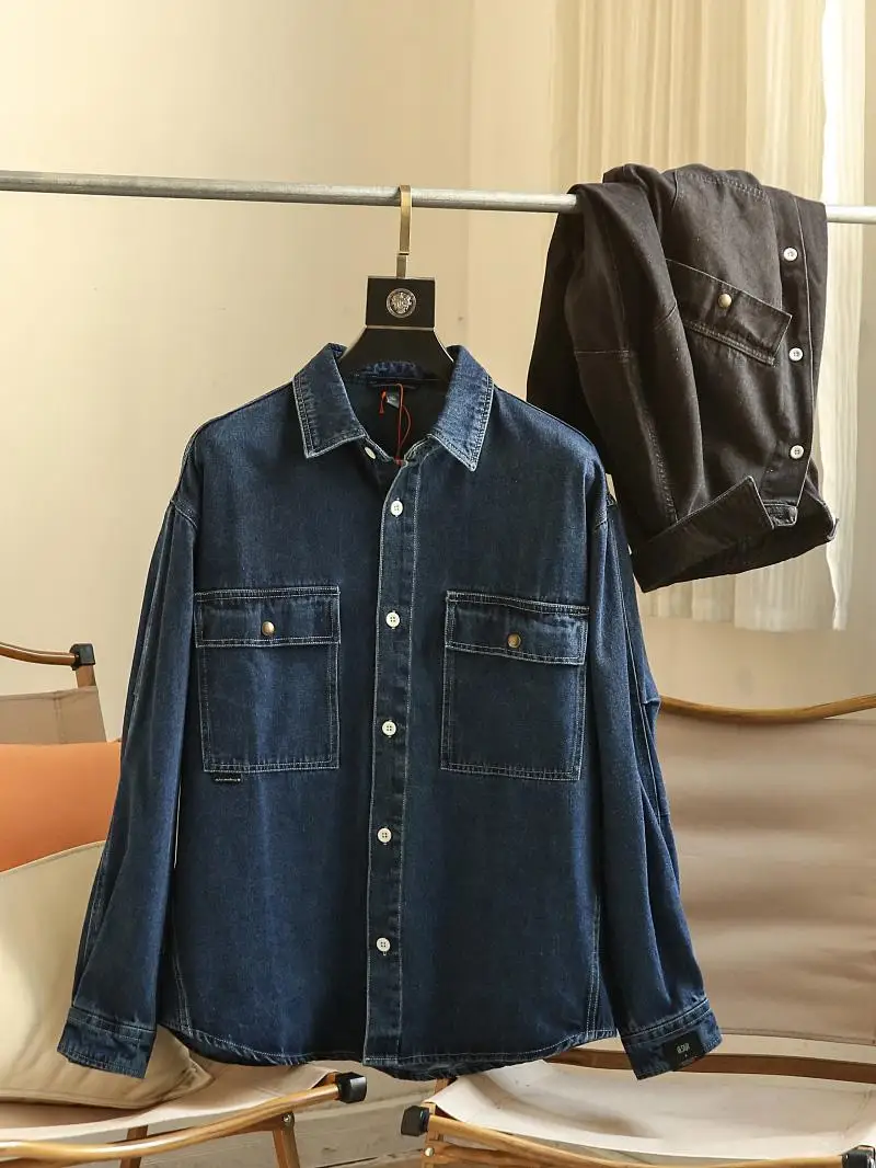 

Американская джинсовая куртка свободного кроя в стиле High Street, повседневная, с карманами, для работы, молодежная, осенняя одежда