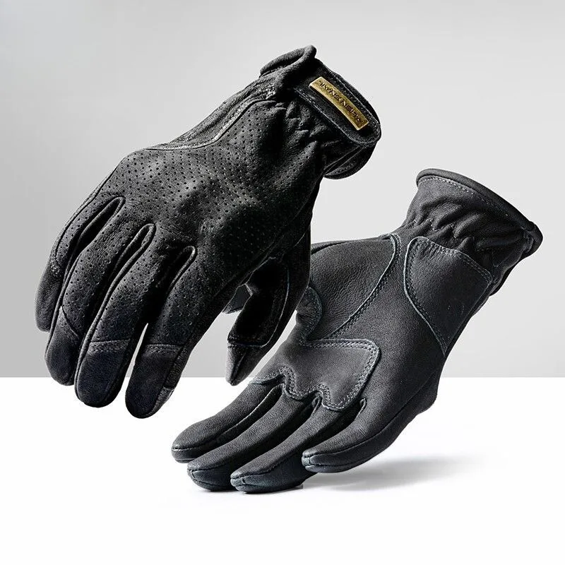 

7 sheepskin riding gloves, four seasons retro men's and women's touch screen comfortable riding equipment