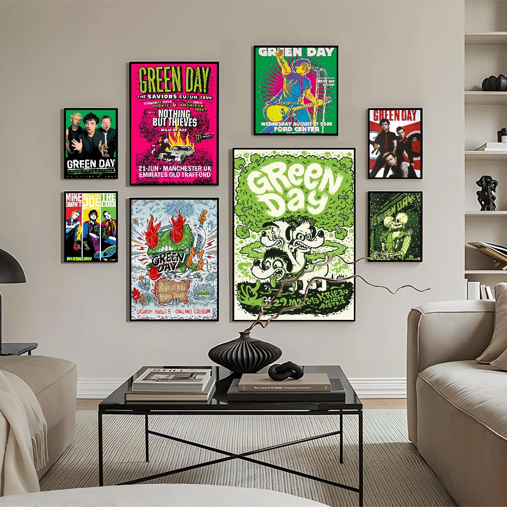 G-Green D-Day A-American I-Idiot Classic Movie Anime Posters Sticky Waterproof Paper Sticker Coffee House Bar Kawaii Room Decor