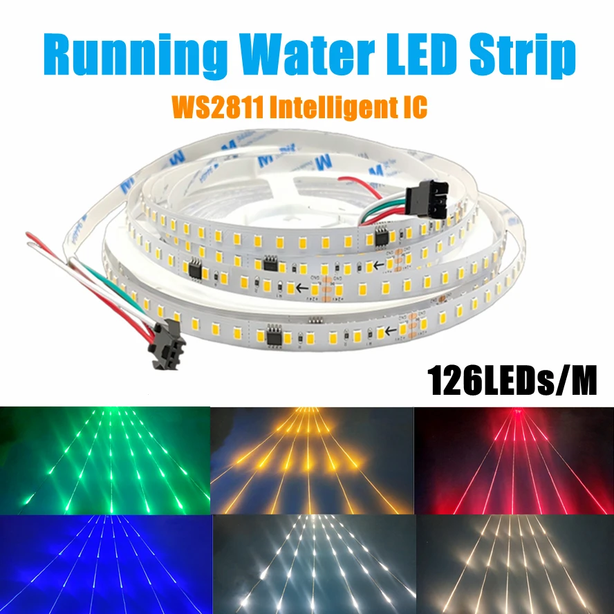 10M 5M WS2811 Smart Running Water LED Strip SMD2835 24V DC Flowing Light Wireless Controller Flexible Lamp Ribbon 126Led/M IP30