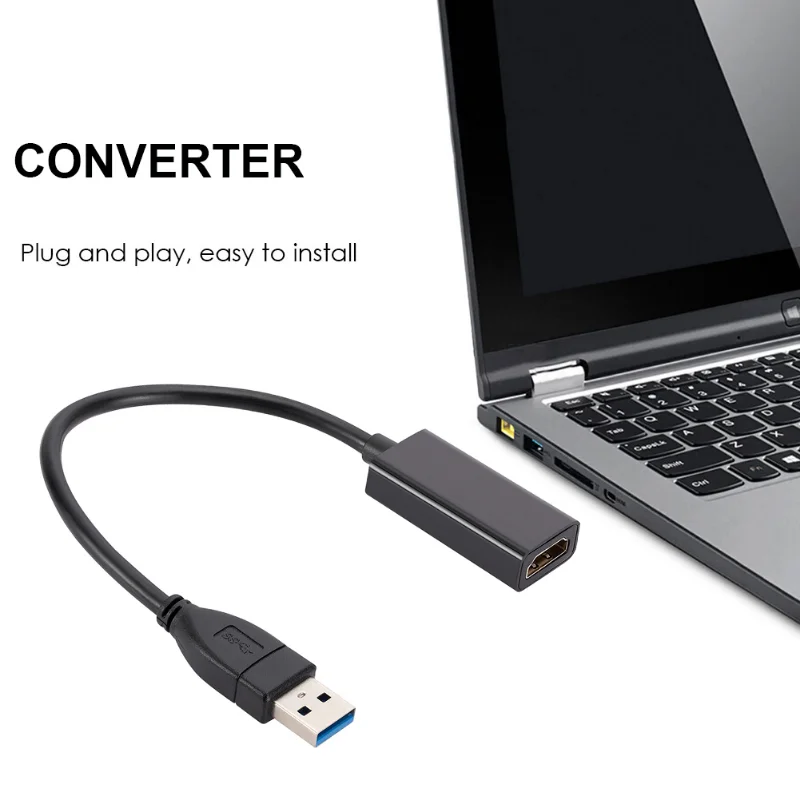 Grwibeou usb3.0 para hdmi compatível adaptador usb 2.0 para hdmi compatível multi monitor 1080p compatível com windows xp/7/8/10