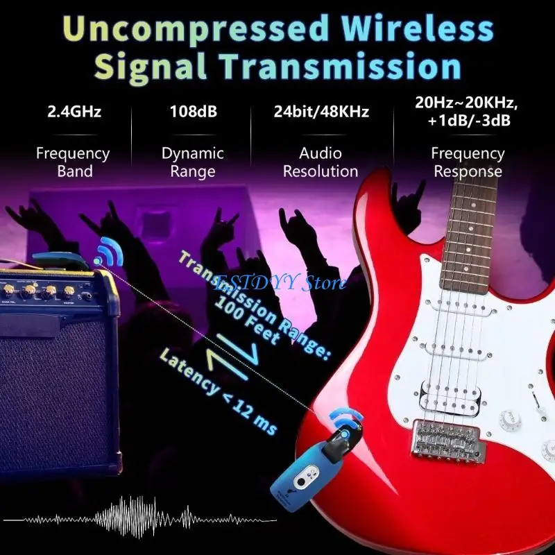 G6DE 2.4GHz Wireless Guitar Systems Rechargeable Wireless Guitar Transmitters Receiver Electronic Instrument Accessories