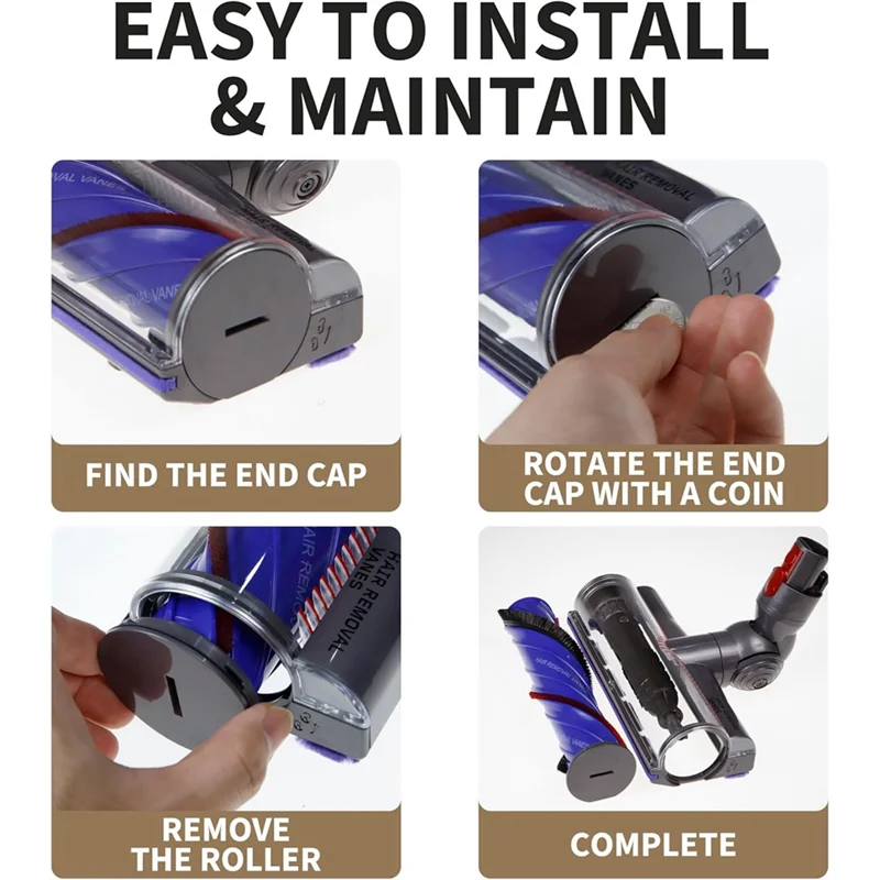 ABJY-Set Kepala Vakum Pengganti Anti Kusut untuk Dyson V8 V10 V11 V15 Penyedot Debu Tanpa Kabel untuk Karpet Karpet Lantai Kayu Keras