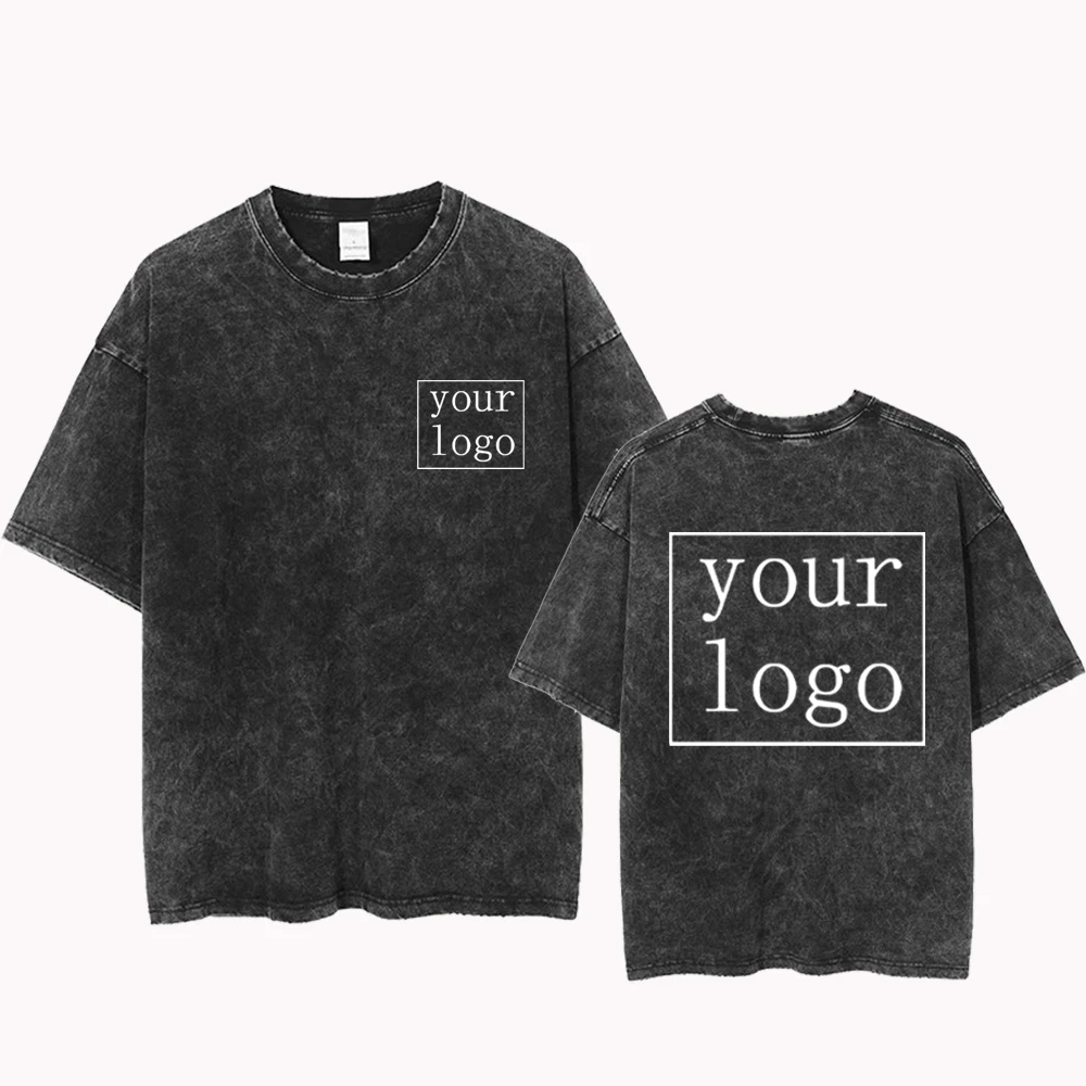 Customized Printed Cotton T Shirt Harajuku Men's Top DIY Your Like Photo Logo T-shirt Vintage Personalized Custom Short Sleeves