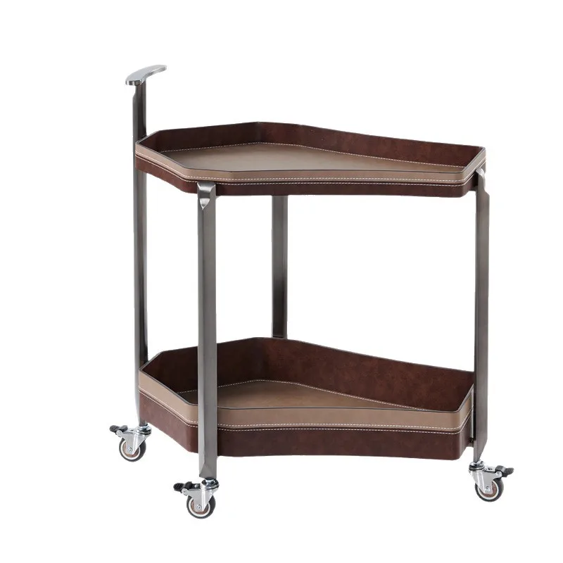 

French retro removable trolley side few, bedroom light luxury high-end removable sofa side cabinet rack