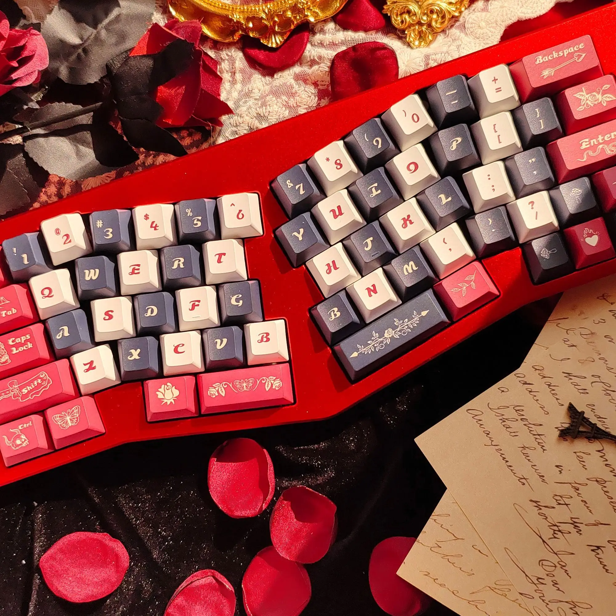 Dark Night Rose Original opaque engraved mechanical keyboard keycaps all five sides hot sublimation