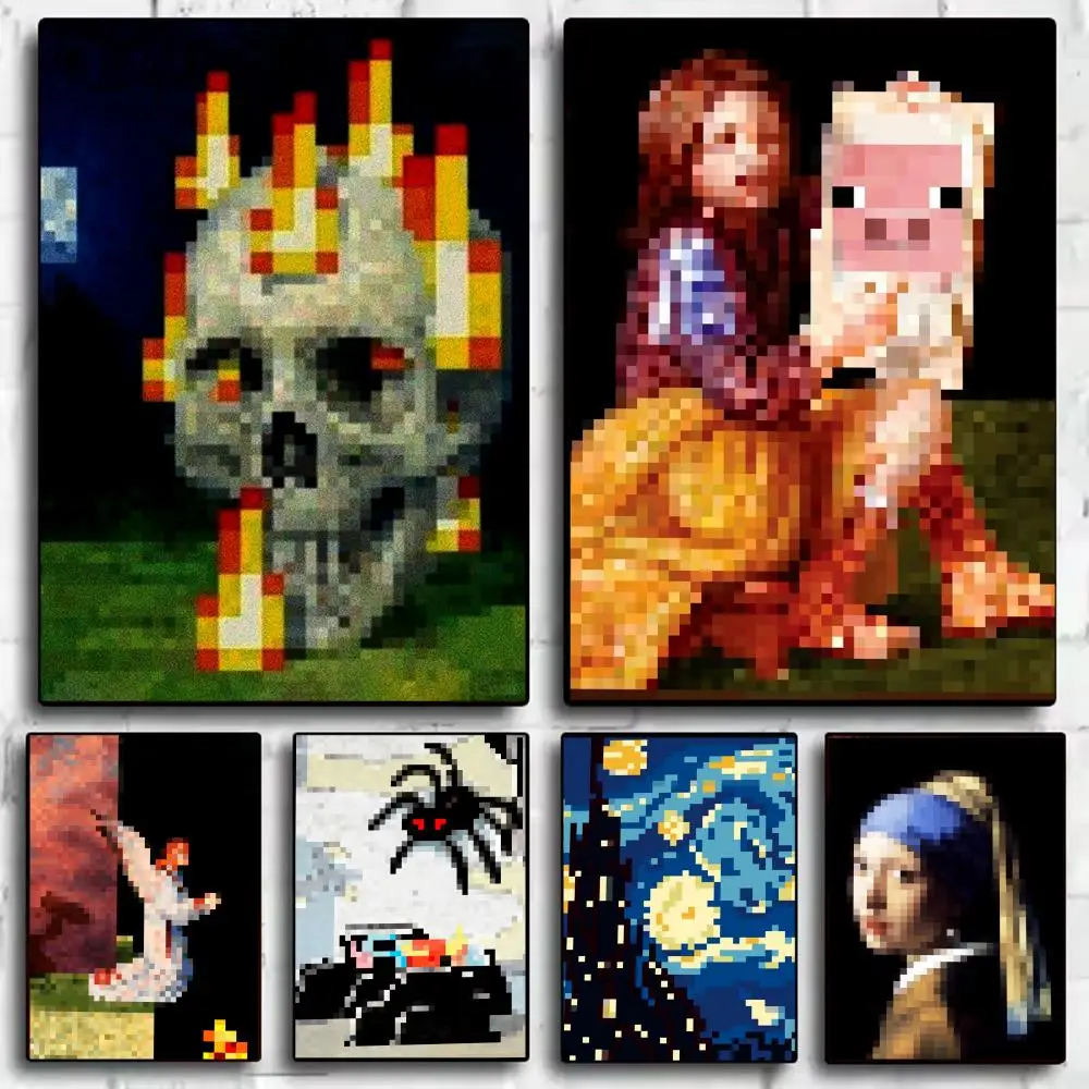 Póster de M-MC de juego de píxeles clásico, decoración artística de pared para habitación, pegatinas impermeables para decoración del hogar, Bar y dormitorio