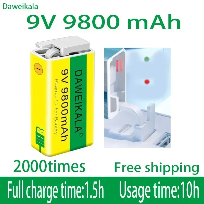 2023 9V 9800mAh li-ion Rechargeable battery Micro USB Batteries 9 v lithium for Multimeter Microphone Toy Remote Control KTV use
