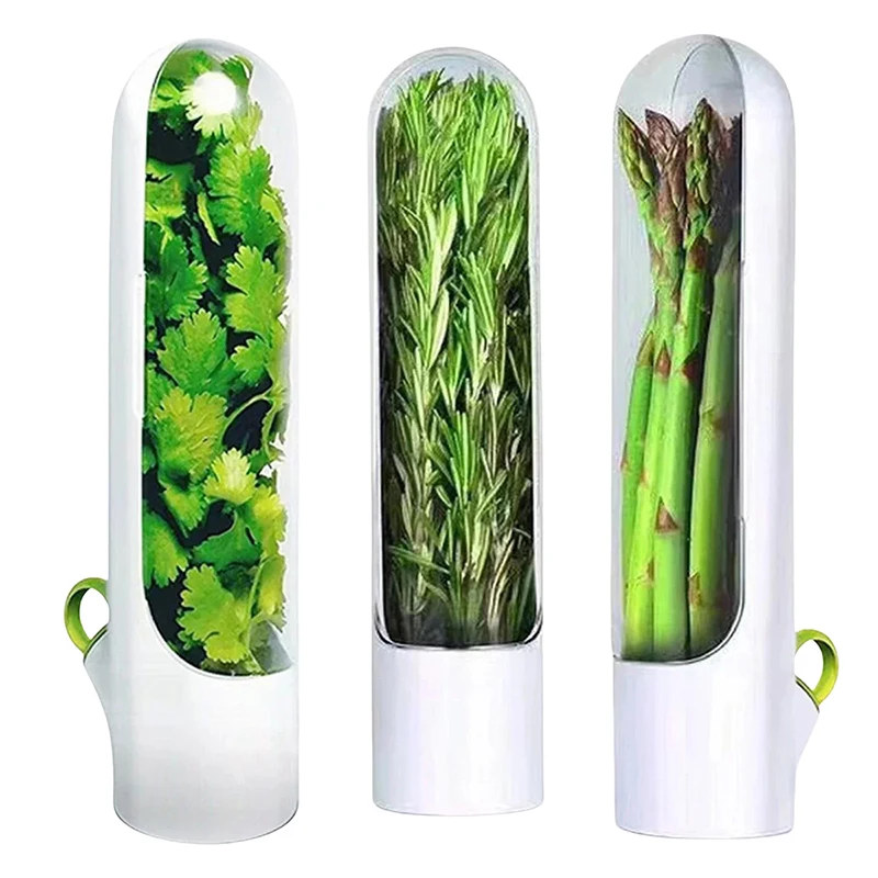 

Plastic Herb Saver Storage Container Fresh Herb Keeper Vanilla Vegetables Fresh Preservation Bottle For Refrigerator Kitchen