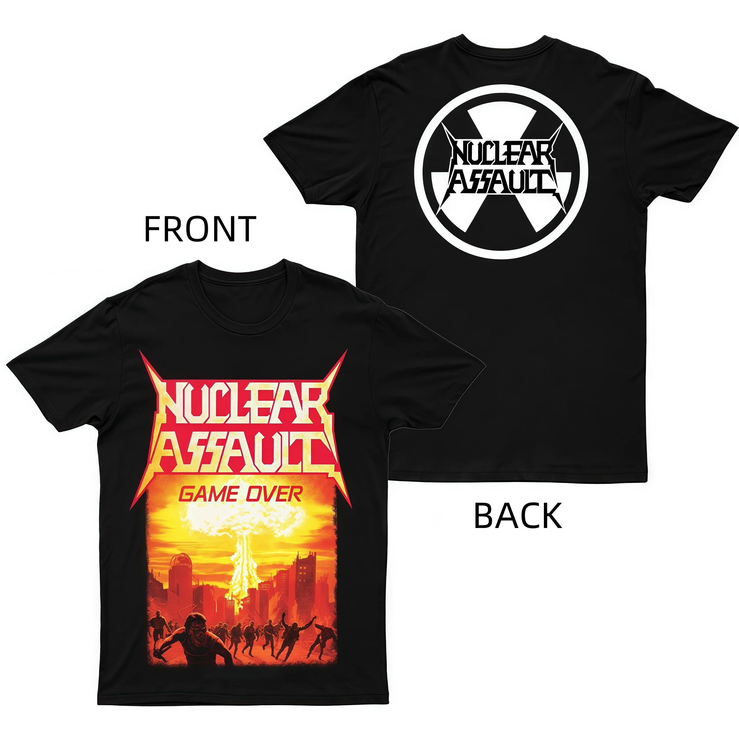 

2025 Summer NUCLEAR ASSAULT - GAME OVER Printed Cotton Round Neck Loose Casual Fashion Trendy Top