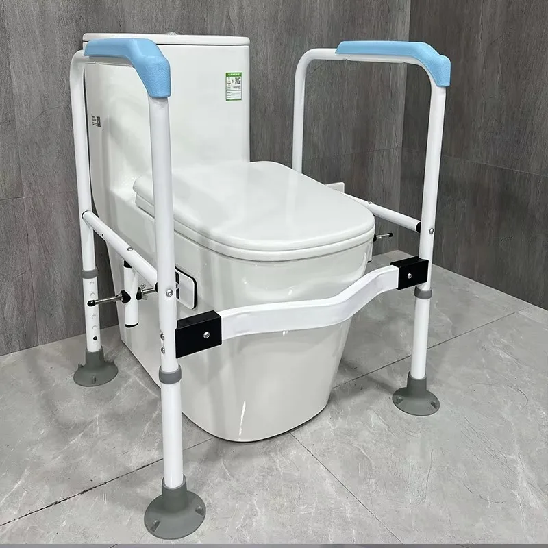 Bathroom toilet hand rail old people easy safty aluminum frame elderly stand alone toilet safety frame