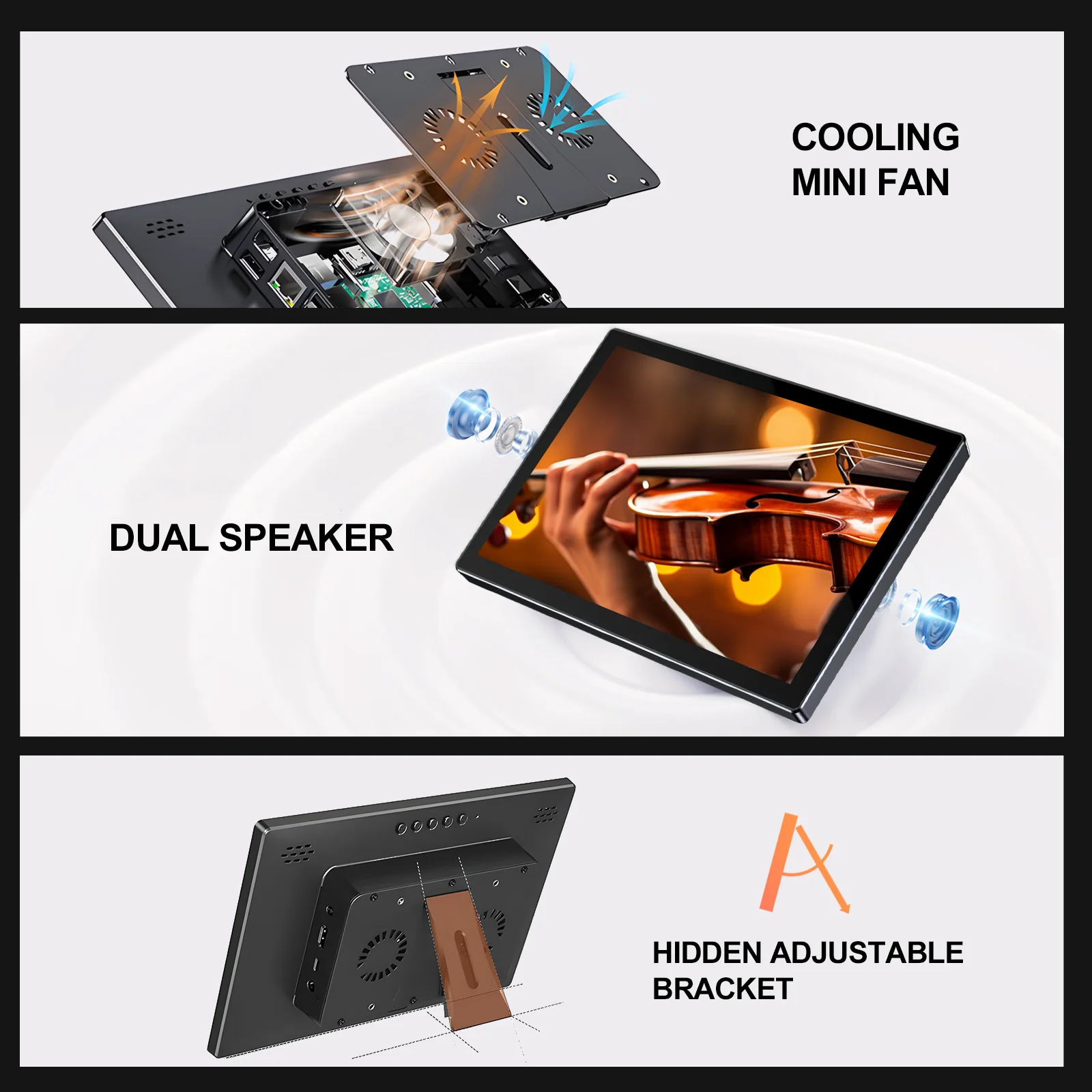 Monitor de toque de 10.1 polegadas 60Hz IPS 1920*1200 Suporte para tela sensível ao toque para PC Laptops Carro Systeam VESA 75*75mm Segundo display