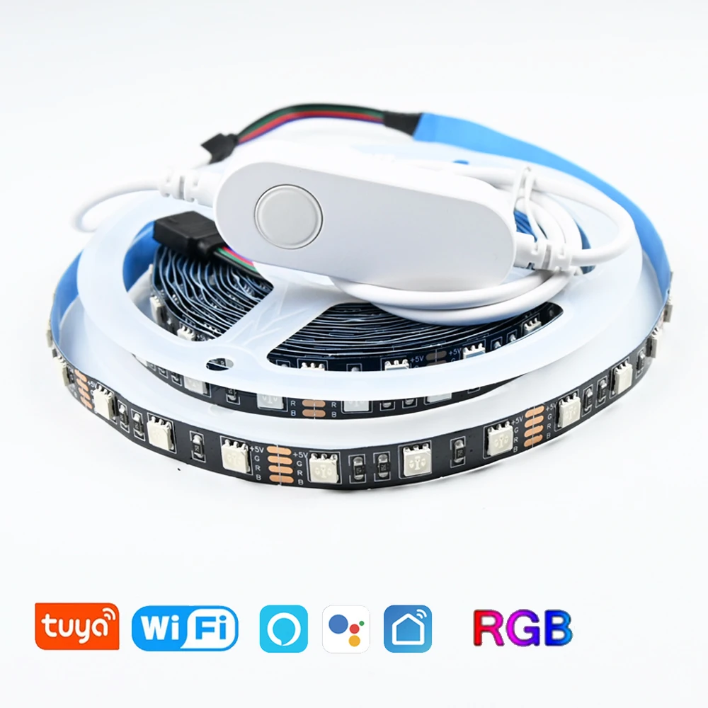 Inteligentne życie WiFi USB listwy RGB LED 5V 1M 2M 3M 4M 5M lampa elastyczne światło oświetlenie tła do TV kontrola aplikacji Tuya dla Alexa Google