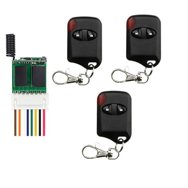 DC3.7V 4.5V 5V 6V 7.4V 9V 12V 2CH Mini Relay Wireless Switch Remote Control Power LED Lamp Controller Micro Receiver Transmitter