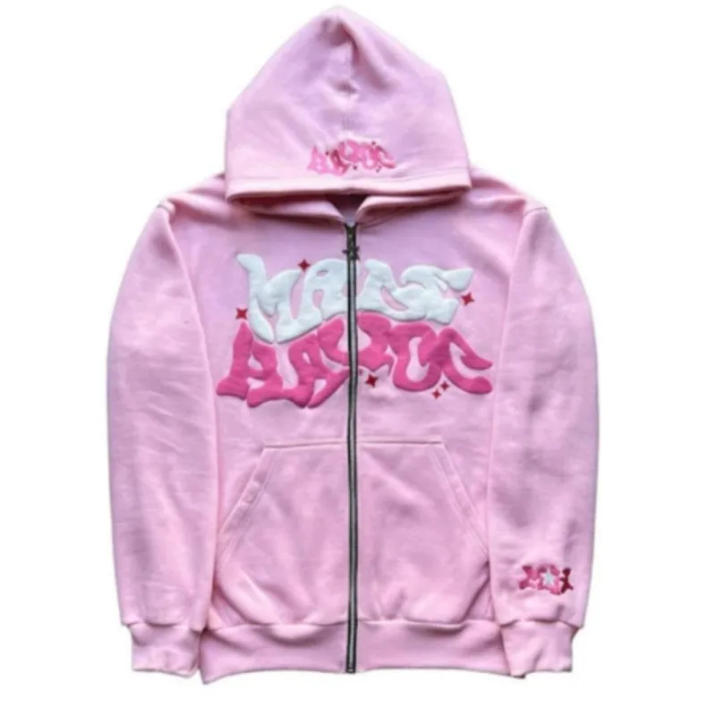 New Y2K Hip Hop Trend Zipper Hoodie Women Street Casual Loose American Vintage Sweatshirt Unisex Fleece Padded Warm Hoodie