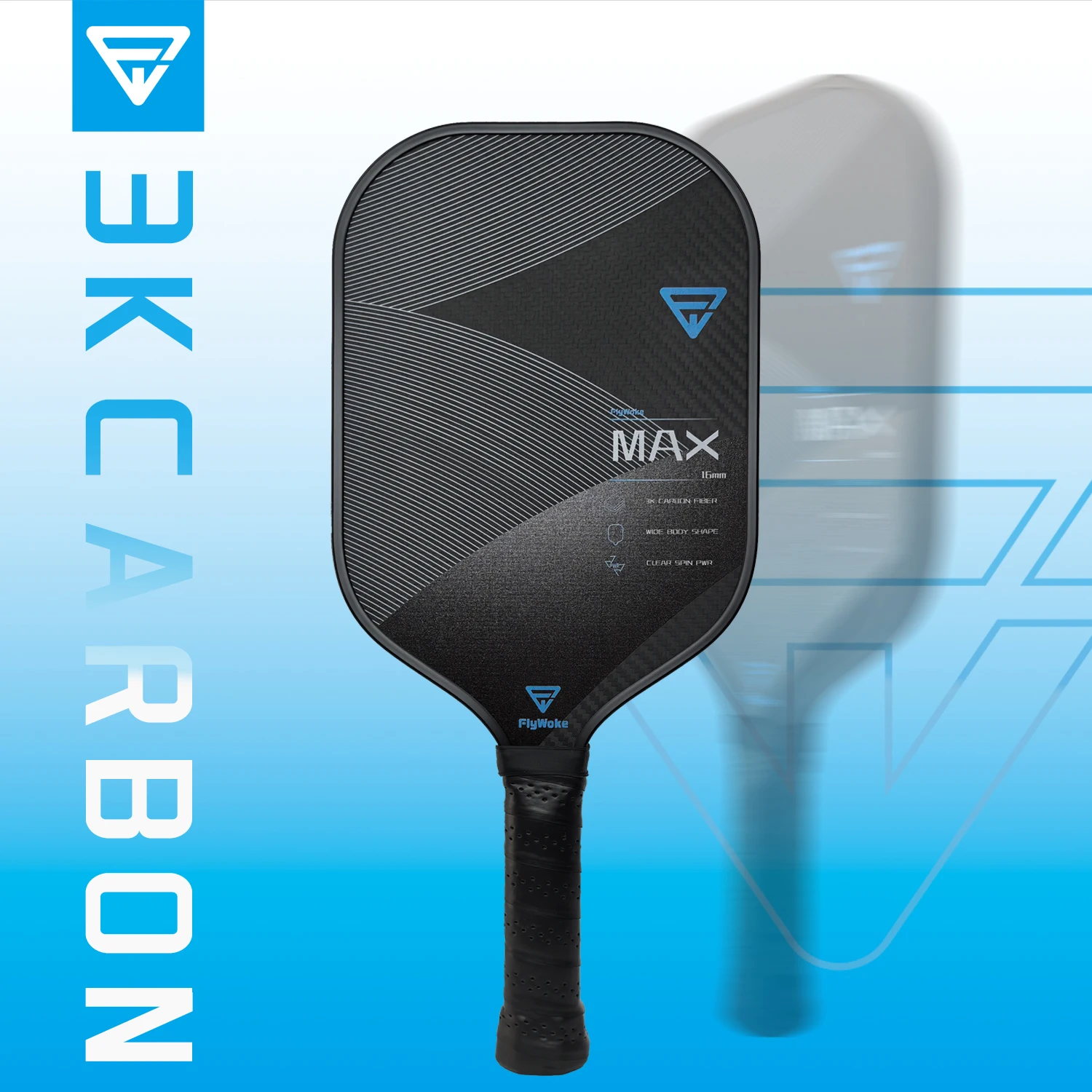 

Ракетка для пиклбола из углеродного волокна 3K с матовым покрытием, чисто черного цвета, с удобной рукояткой, в комплекте 2 тросика для впитывания пота