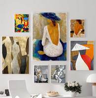 Large Handmade Picasso Oil Paintings, Abstract Figure, Wall Art, Frame, Gold Leaf Texture, Poster Canvas, Home Decor
