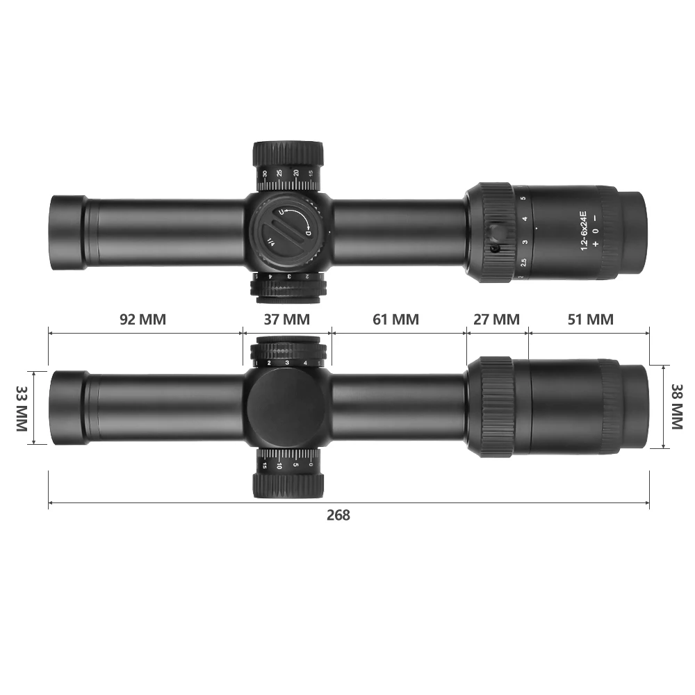 Red Green Illuminated Etched Reticle Scope 1.2-6X24 FFP Scope For Tactical Outdoor Hunting Shockproof Waterproof