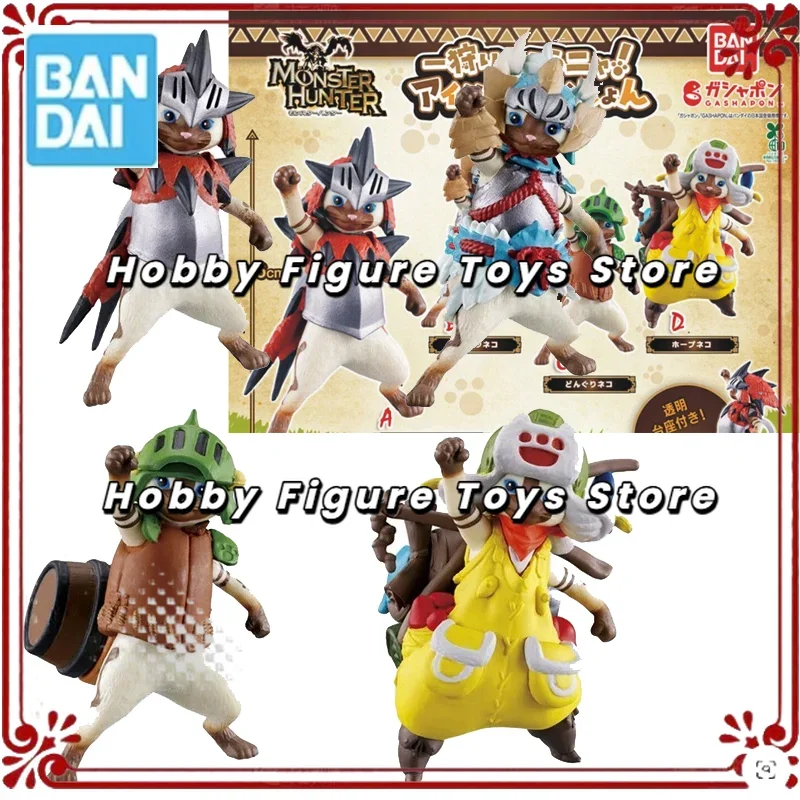 Bandai Original Shokugan Monster Hunter Felyne 6cm Model Kit Action Anime Figure Collectible Decorative Tabletop Ornament Gifts