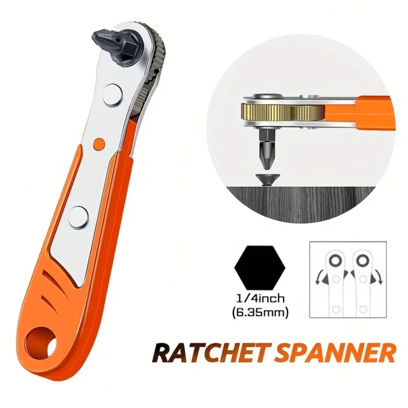 Mini Ratchet Wrench Screwdriver 1/4 Hex Adjustable Quick Release Socket Handle Repair Hand Tool For Car Repair Close Quarters