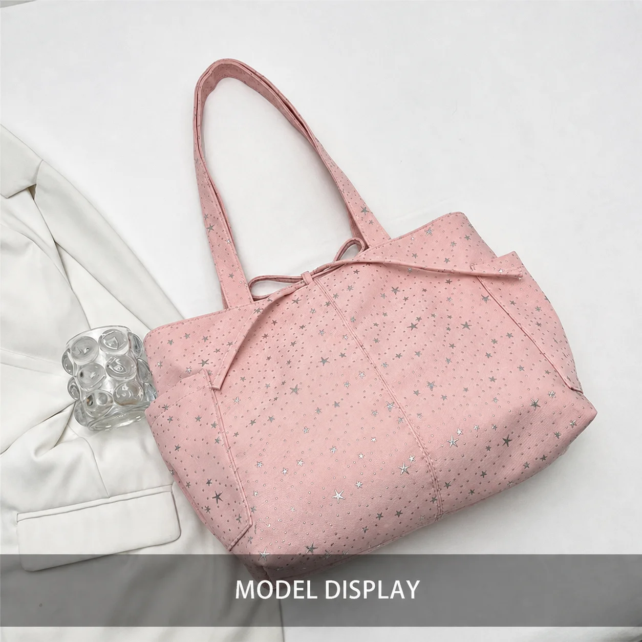 

Daily Commute Tote Comfortable Large Capacity Tote Bag Star Glitter Canvas Tote Bag Canvas Handbag For Short-Distance