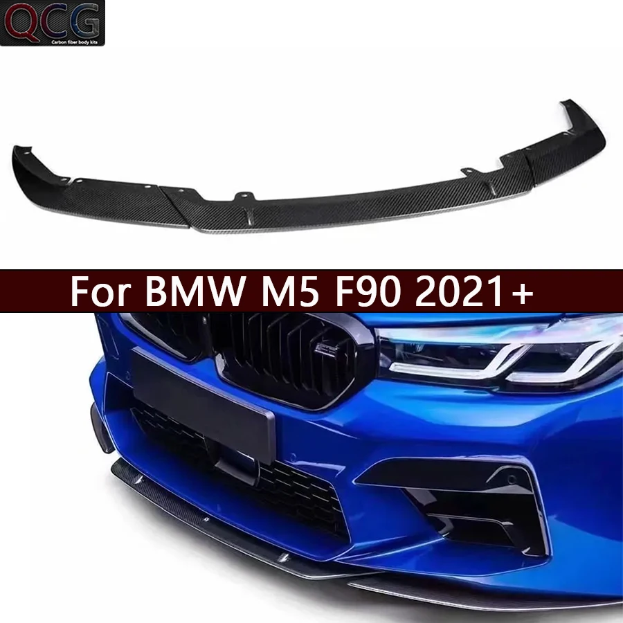 For BMW M5 F90 2021+ Carbon Fiber Front lip Car Front Bumper Diverter Spoiler Diffuser Front lip chin ST Style Upgrade body kit