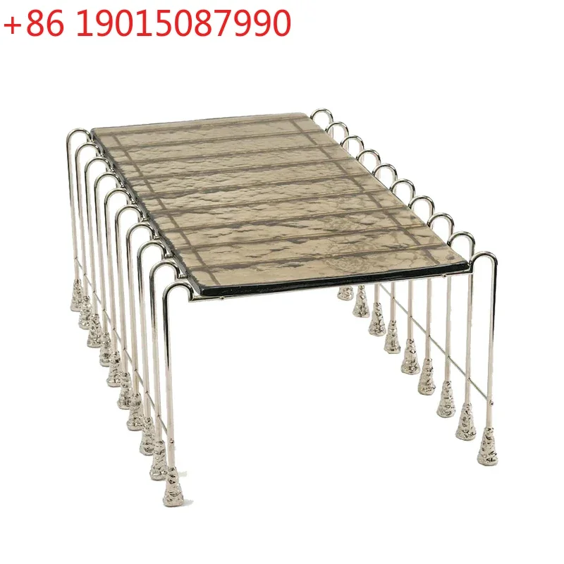 Creative transparent crystal coffee table living room home modern simple water wave pattern edge table