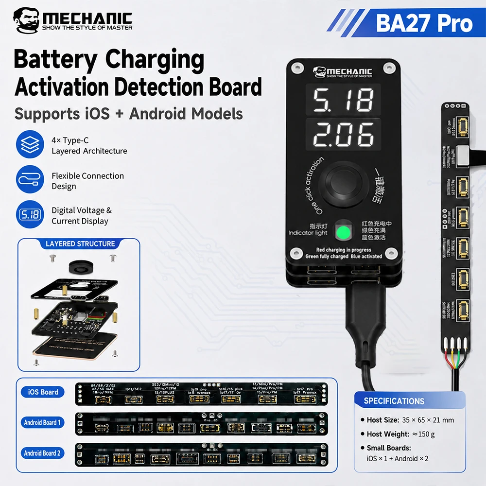 mechanic-ba27-pro-バッテリー活性化検出ボード（ip-8-17pmおよび一部のandroidモデル対応）ワンクリックバッテリー活性化ツール