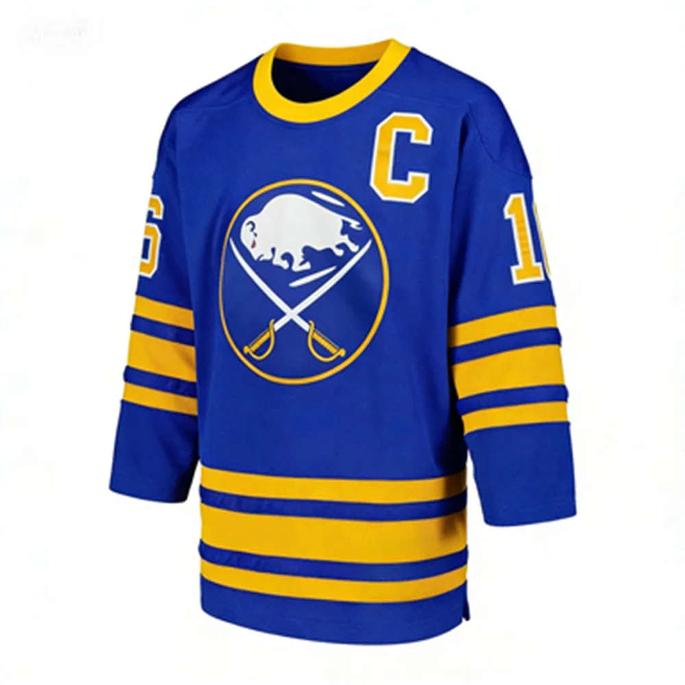 HOCKEY JERSEY BLUE WITH YELLOW ACCENTS CAPTAIN "C" CLASSIC B