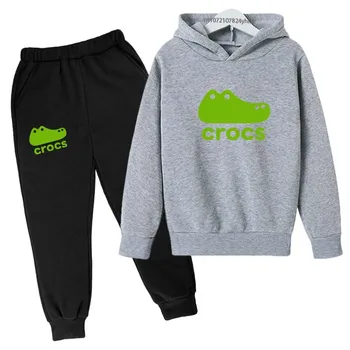 Kids Leisure Sprint Autumn Trendy Pullover Hoodie+Pants 2pcs Tracksuits 2-13 Years Boys Girls Casual Outfits Children Clothes