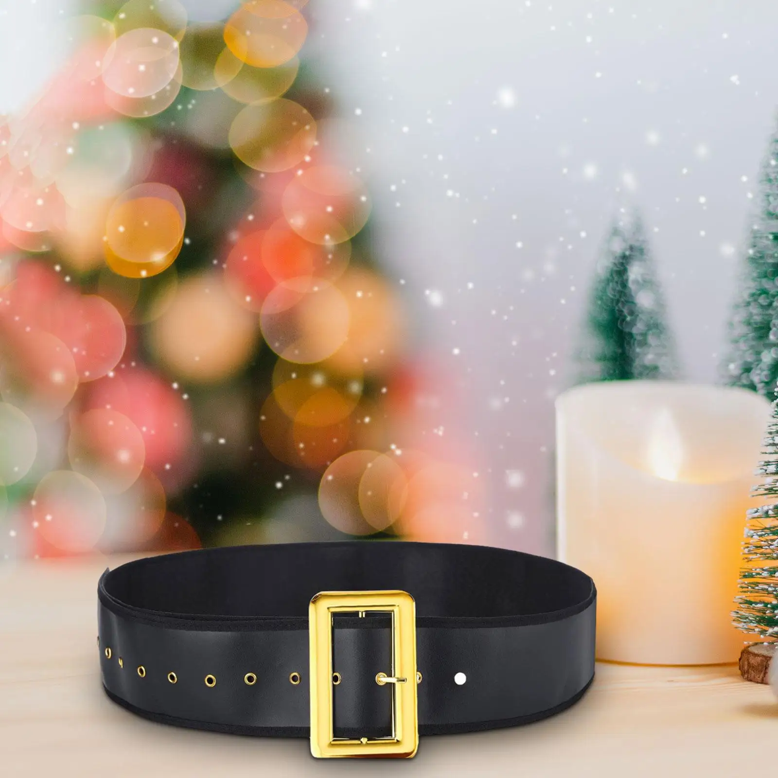 Christmas Santa Belt Santa Claus Belt Wide Decorative Props PU Leather Waist Belt for Stage Performance Masquerade Role Play