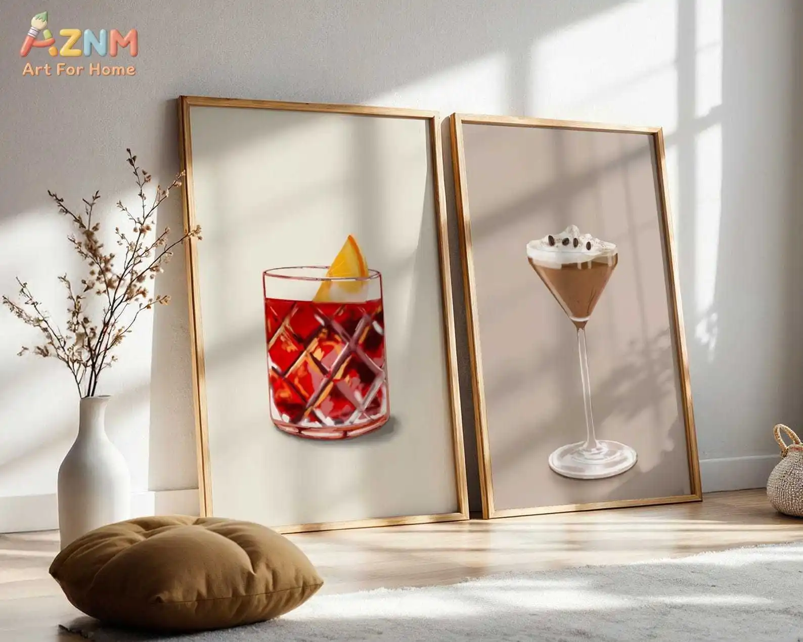 Espresso Martini Negroni Cocktail Print Set of 2 Bar Cart Kitchen Wall Art