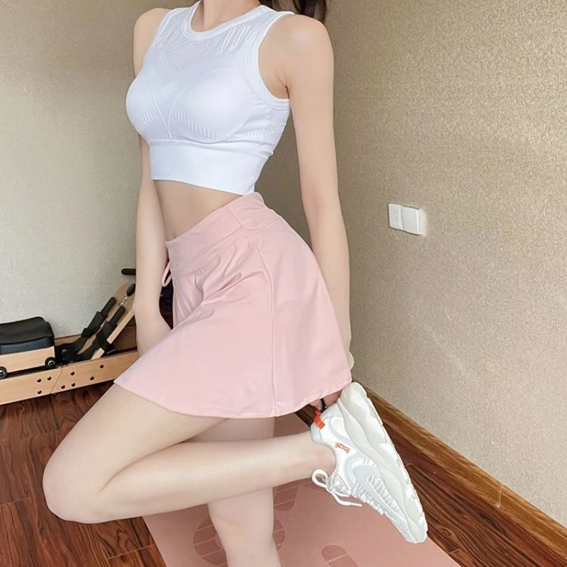 Sports Skirts Women 2024 Summer High Waist Yoga Shorts Fake Two Piece Outer Wear Versatile Casual Daily Fashion Skirt Female