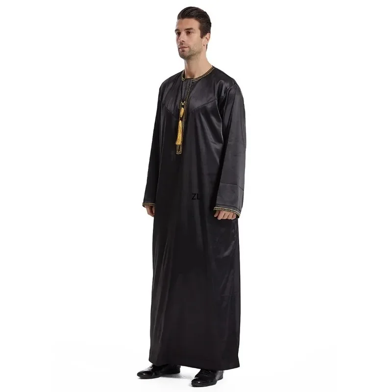 Sukienka Eid dla muzułmanów Jubba Thobe Mens Abaya Islamic Eid 2025 Ramadan Long Robe Saudi Musulman Wear Caftan Dubai Arab Dresses