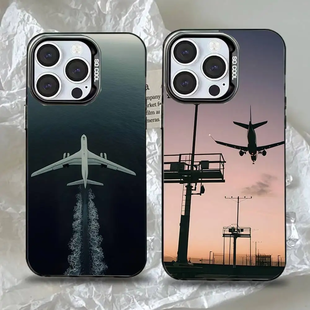 

Airplane Landing Phone Case For iPhone 16,15,14,13,12,11,Pro,Max,Plus,Mini,XS,SE Anti Fall Black Matte Hard Bumper