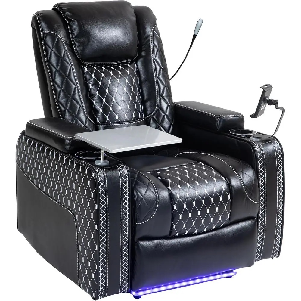 Zero Gravity Recliner Chair for Adults: Breathable Leather, Electric Recline, Home Theater Seating with Cup Holders, USB Ports,