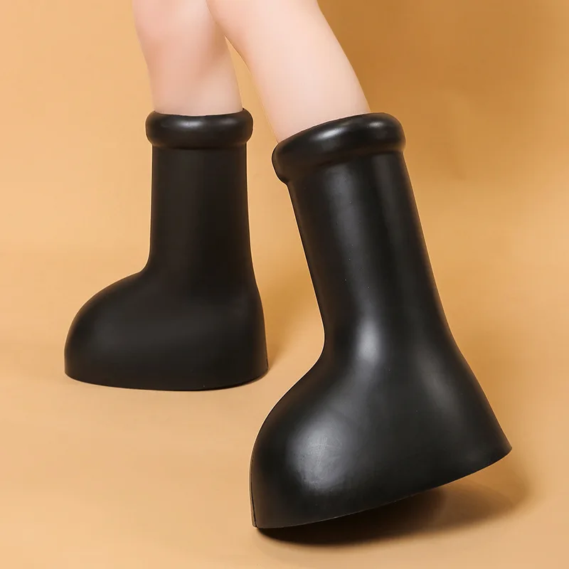 

Summer New High Barrel Shoes Thick Sole Round Toe Fashion Trendy Outsider Waterproof Rain Boots Parent-child Big Red Boots