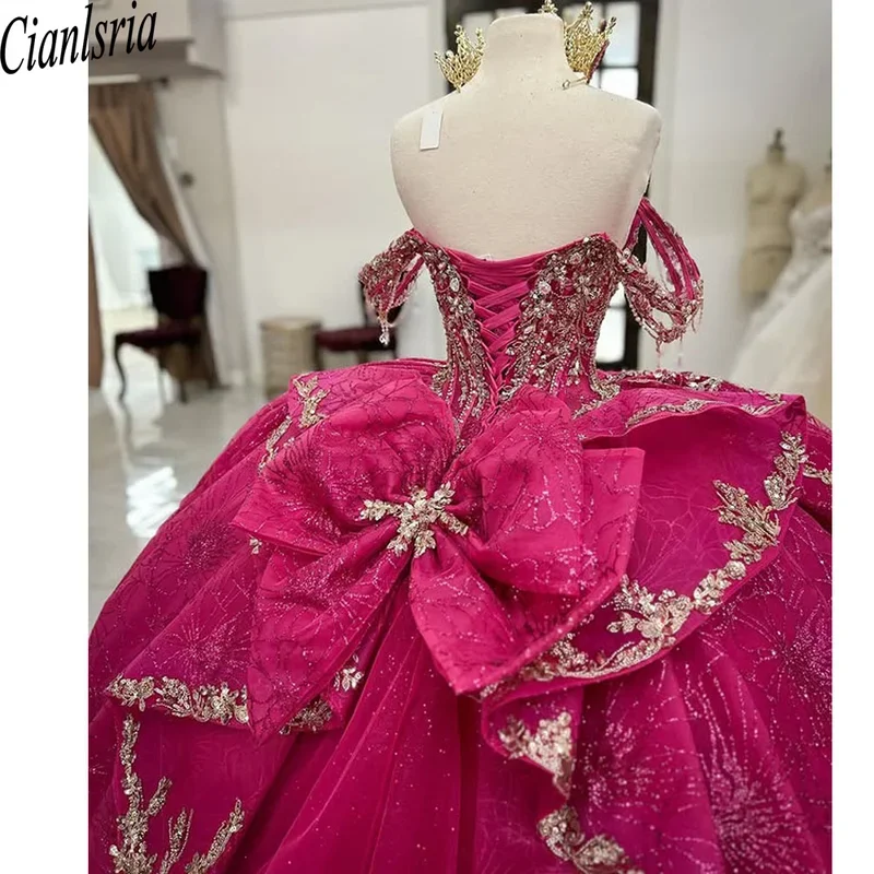 3D Flowers Quinceanera Dresses For Sweet 15 Girls Princess Ball Gown Appliques Graduation Prom Formal Dresses